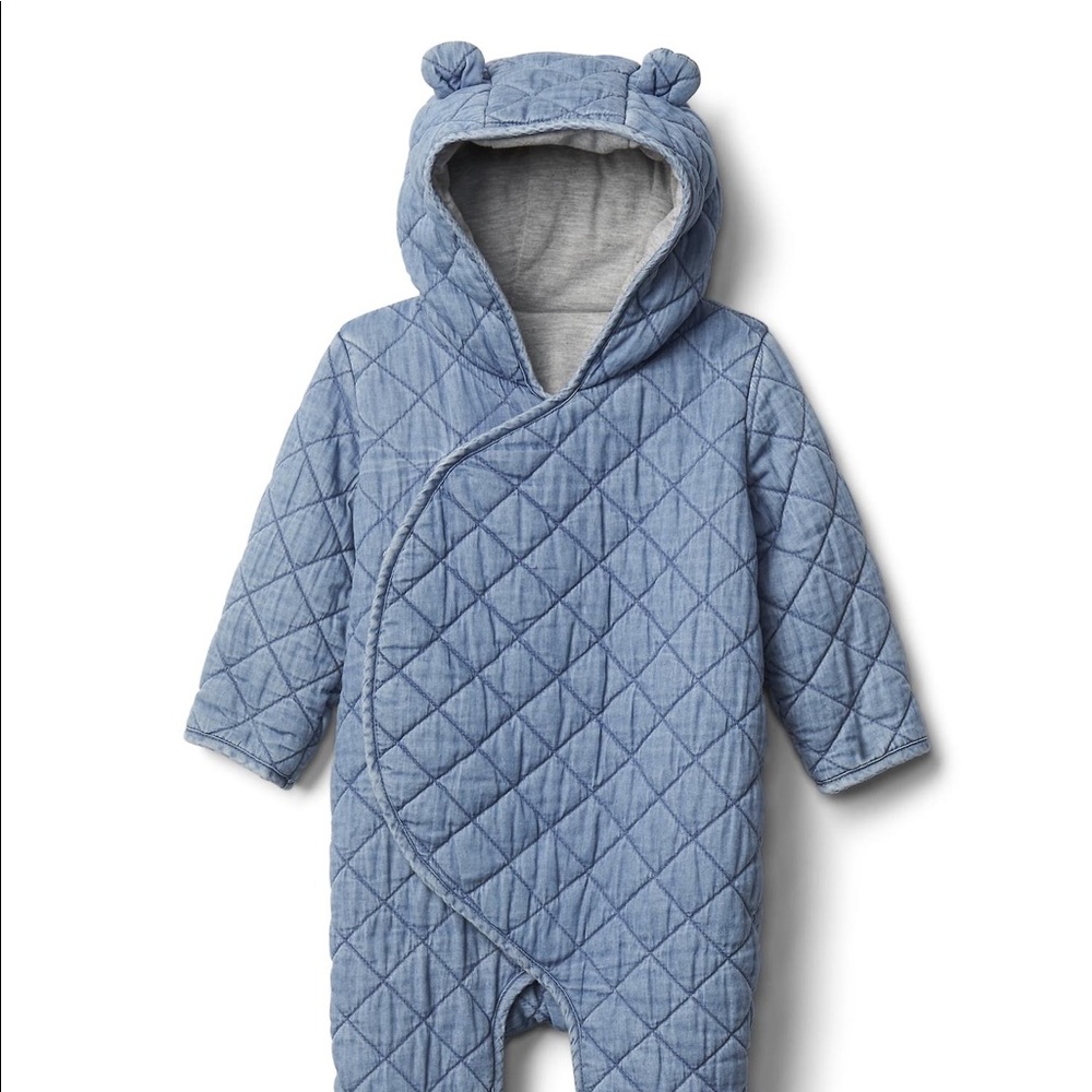 Baby Quilted Chambray Bear One-Piece
